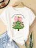 (Asian Size) New Year T Clothing Short Sleeve T-shirts  Print Merry Christmas Letter 90s Trend Cute O-neck Women's Top Fashion Holiday Graphic Tee