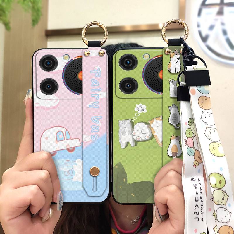 Silicone Wrist Strap Phone Case For ZTE Nubia Music Lanyard Durable Wristband Soft Case Ring Anti-knock Cartoon Cute