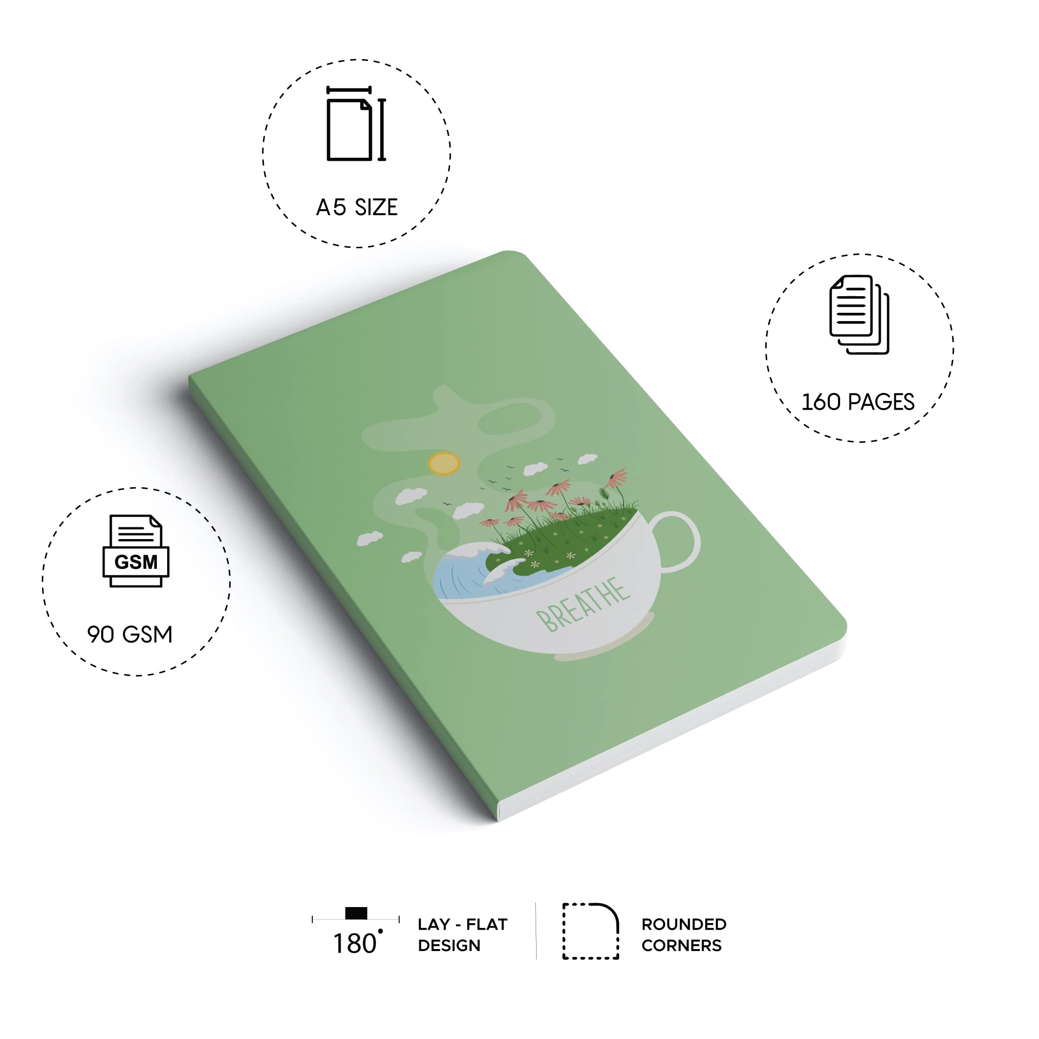 Factor Notes A5 Notebook: Ruled | 90 Gsm | 160 Pages (Breathe) a5