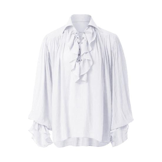 

Мужская рубашка в стиле Ренессанс, костюм с рюшами и длинными рукавами на шнуровке, средневековая рубашка в стиле стимпанк, пиратская рубашка для косплея, сценическая драма L