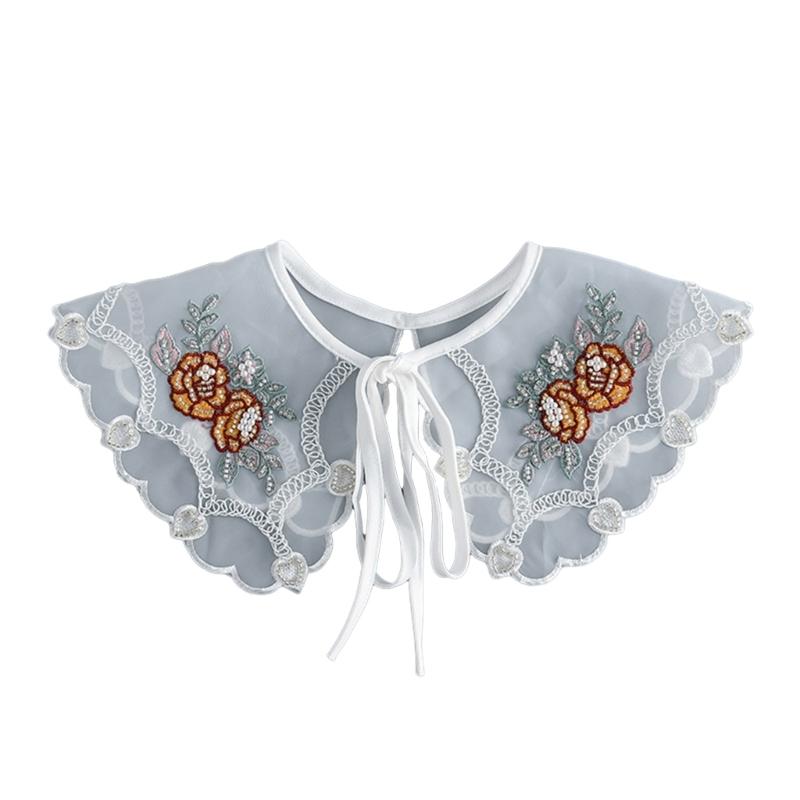 Embroidered False Collar for Women Teens Girls Elegant Detachable Faux Collar Blouse Collar Fashion Clothing Accessories