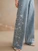 Women's Plus Size Embroidered Stretch Denim Straight Leg Jeans