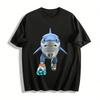Fun No.67 Sport Shark Print Loose Casual Unisex Top Pure Cotton T-shirt