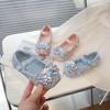 Girls' Elsa Crystal Princess Shoes Spring New Bowknot Children's Baby Leather Shoes Soft Sole Rhinestone Single Shoes