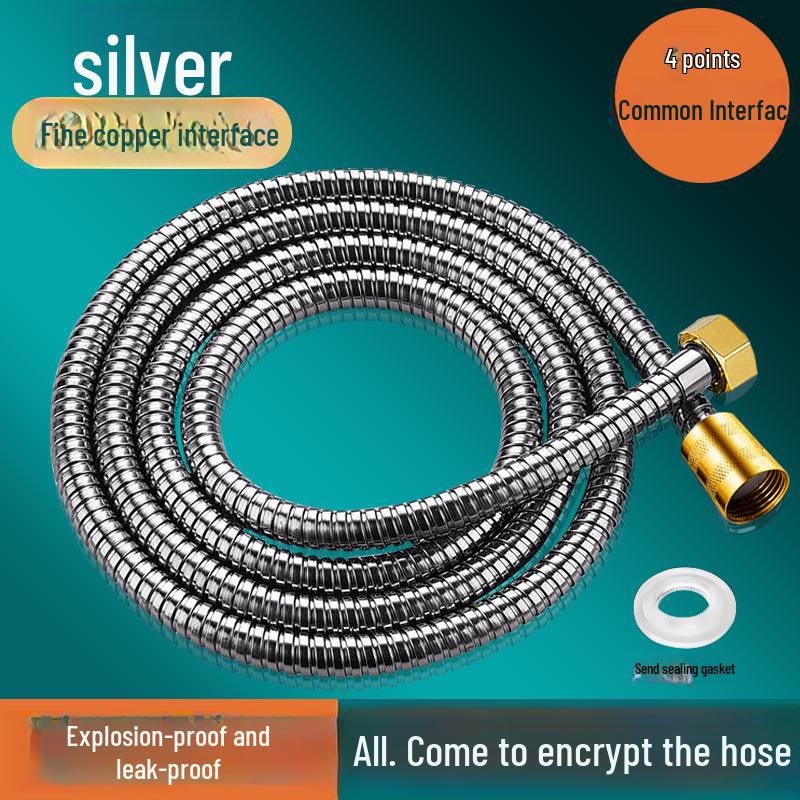 סט צינור מקלחת מנירוסטה חסין פיצוץ ופיה למחמם מים לאמבטיה