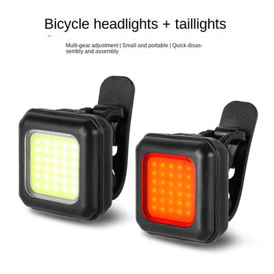 New Bicycle Front Rear Mini LED Light Set USB Rechargeable Cycling Headlight Taillight Light COB Lamp Bead Waterproof Bike Lamp