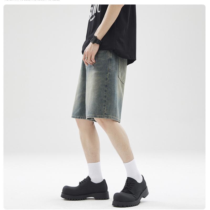 Men's Summer American Retro Five-point Jeans Men's Loose Love Couple All-match Shorts