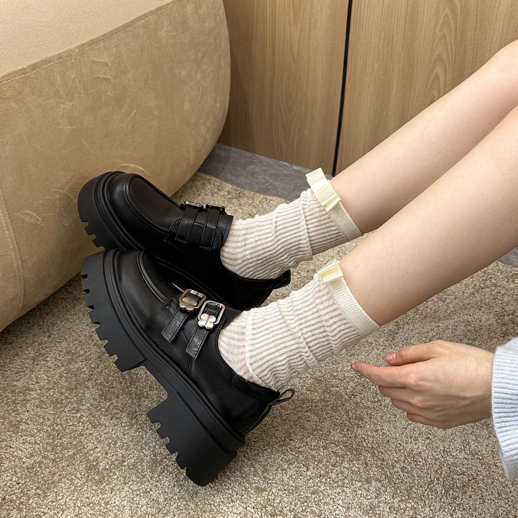 2024 Autumn Shoes for Women Platform Casual Woman Pumps British Style Oxfords Round Toe Female Footwear Preppy New Retro