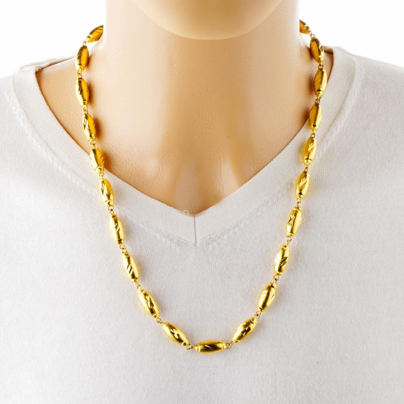 Copper-plated Gold Solid Olive Necklace Men's Accessories Necklace Vietnamese Sand Gold Necklace Gift