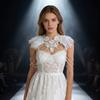 Lace Feather Shawl with Chain for Stage Performance and Fashion Costume
