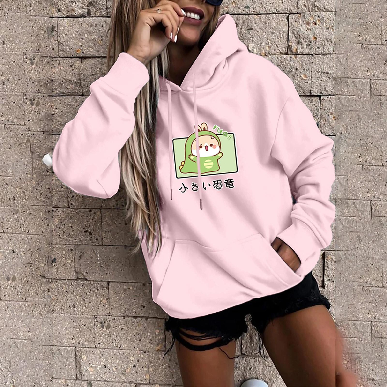 

Женская модная повседневная толстовка с капюшоном и принтом, свободные спортивные топы, пуловер XXL