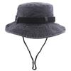 Baumwolle mit Kinnriemen Boonie Cap für Damen und Herren, UV-Schutz, Angeln, Wandern, Eimerhut, breite Krempe, Sonnenhüte, Fischerhüte