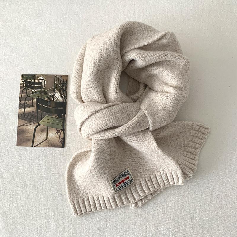 Korean autumn and winter new student solid color knitted scarf women's warm neck protection scarf versatile fashion knitted scarf