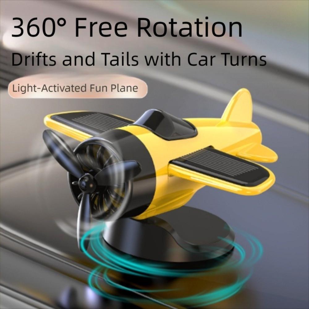 360° Rotary Car Center Console Decorations Solar Powered Aircraft Ornaments Desktop Ornament