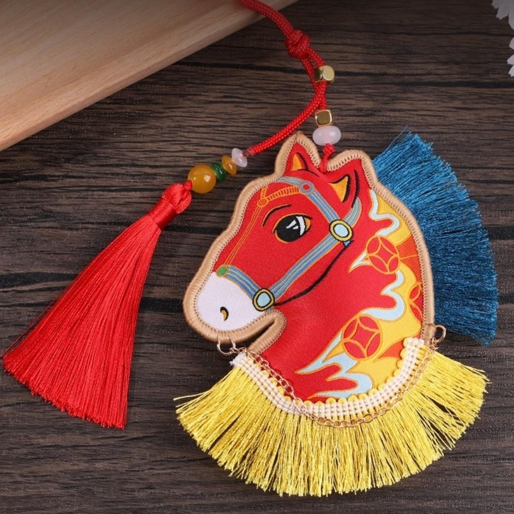 Chinese Style Pony Embroidered Pendant Tassel Car Hanging Ornaments  National Wind Style