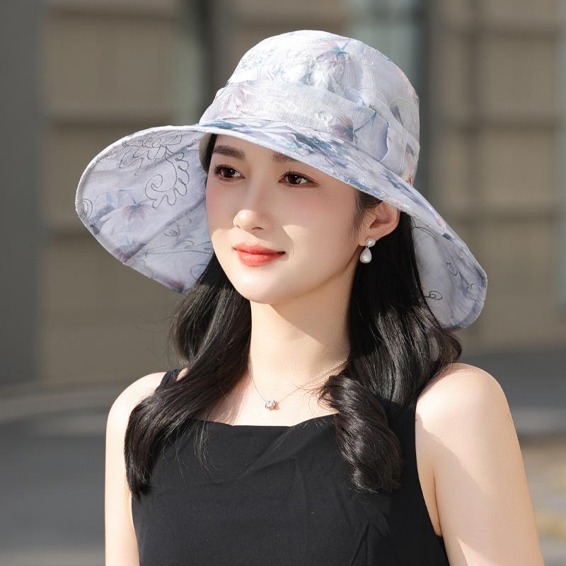 Summer Hat Women's Sunshade Sun Hat Fashion Versatile Lace Bow Summer Outdoor Bucket Hat