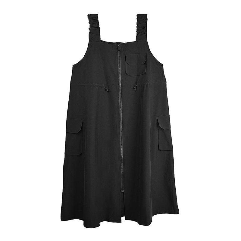 

H XITAO Платье из лоскутов с карманом на молнии и сборками ZMY1217 One Size чёрный