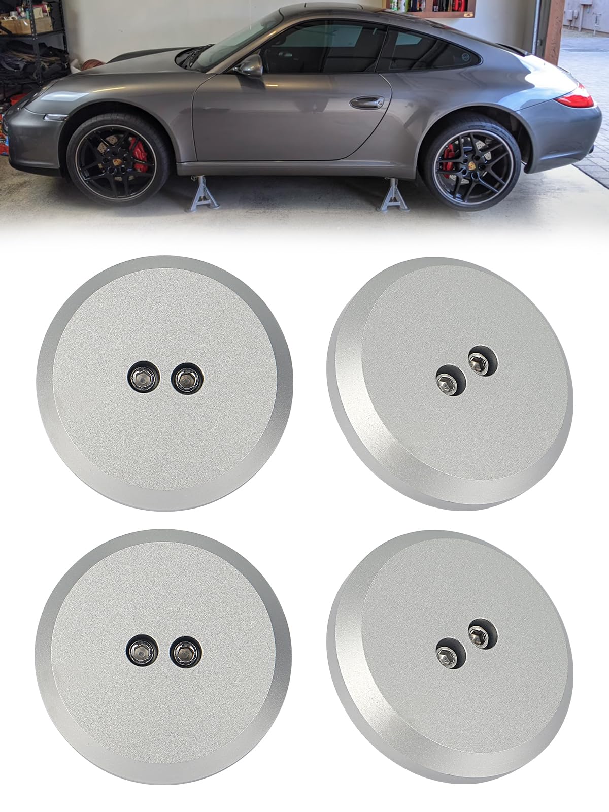 Largoods Jack Up Adapter Compatible with Porsche Attachment Pad Jack Pad Anodized Aluminum Floor argento