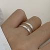 PANJBJ  925 Sterling Silver Double Layer Ring for Women Girl Gift Geometry Hollowing Out Minimalism Fashion Jewelry Wholesale