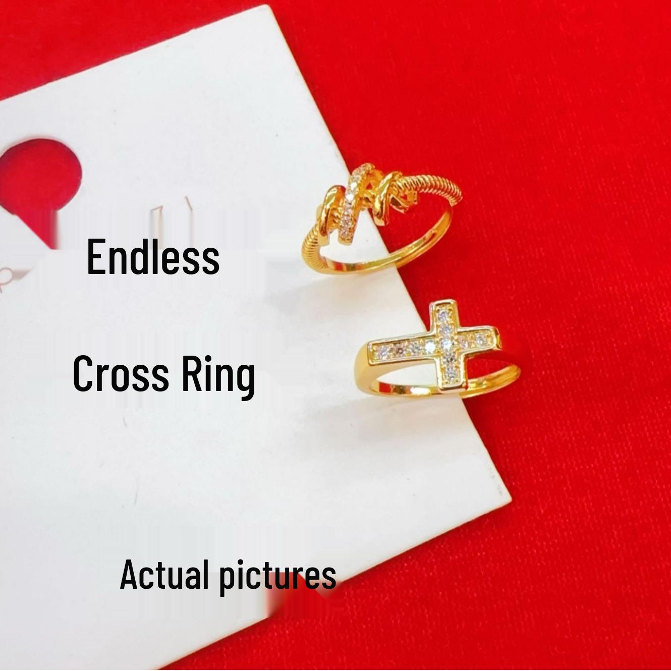 

Golden Everlasting Woven Sand Gold Cross Open Ring - Bestie Couple Jewelry Gift Everlasting