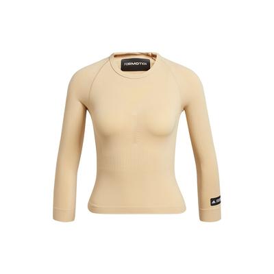 Formotion Langarm Casual Sport T-Shirt Damen Tops Beige GQ3852
