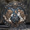 Gemini Zodiac Sign Round Wooden Sign - Wooden Wall Art with HD Printing, Weather Resistant, Pre-drilled for Easy Hanging