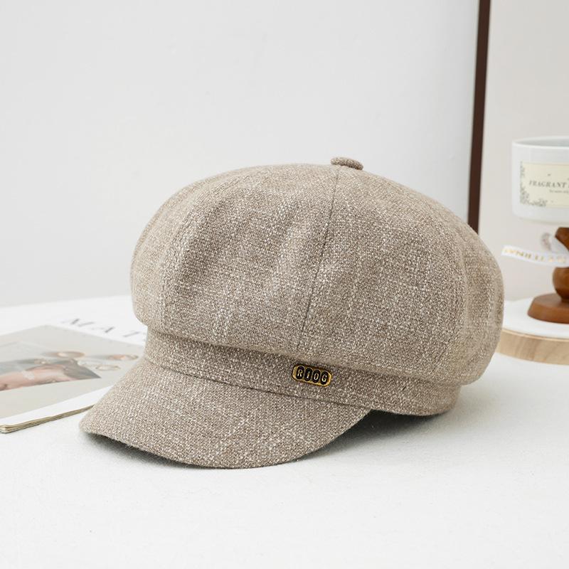 Flattening Cap Women, Beret Newsboy Hat for Small Face, British Style Autumn Winter Octagonal Hat