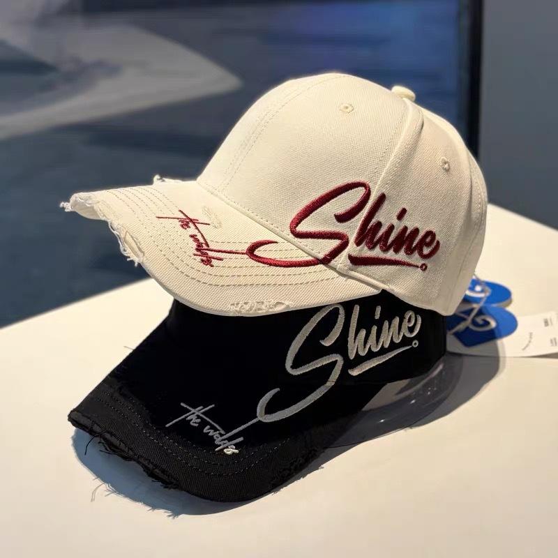 American Hole Letter Embroidery Big Head Circumference Baseball Cap Children's New Wide-brimmed Face Small Versatile Sun Hat
