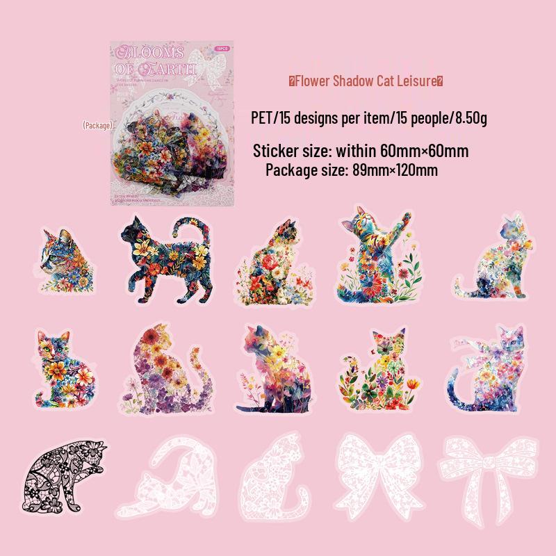 Yi Niao Blossoms Series Flower-Themed PET Sticker Pack - 6 Designs for Journals