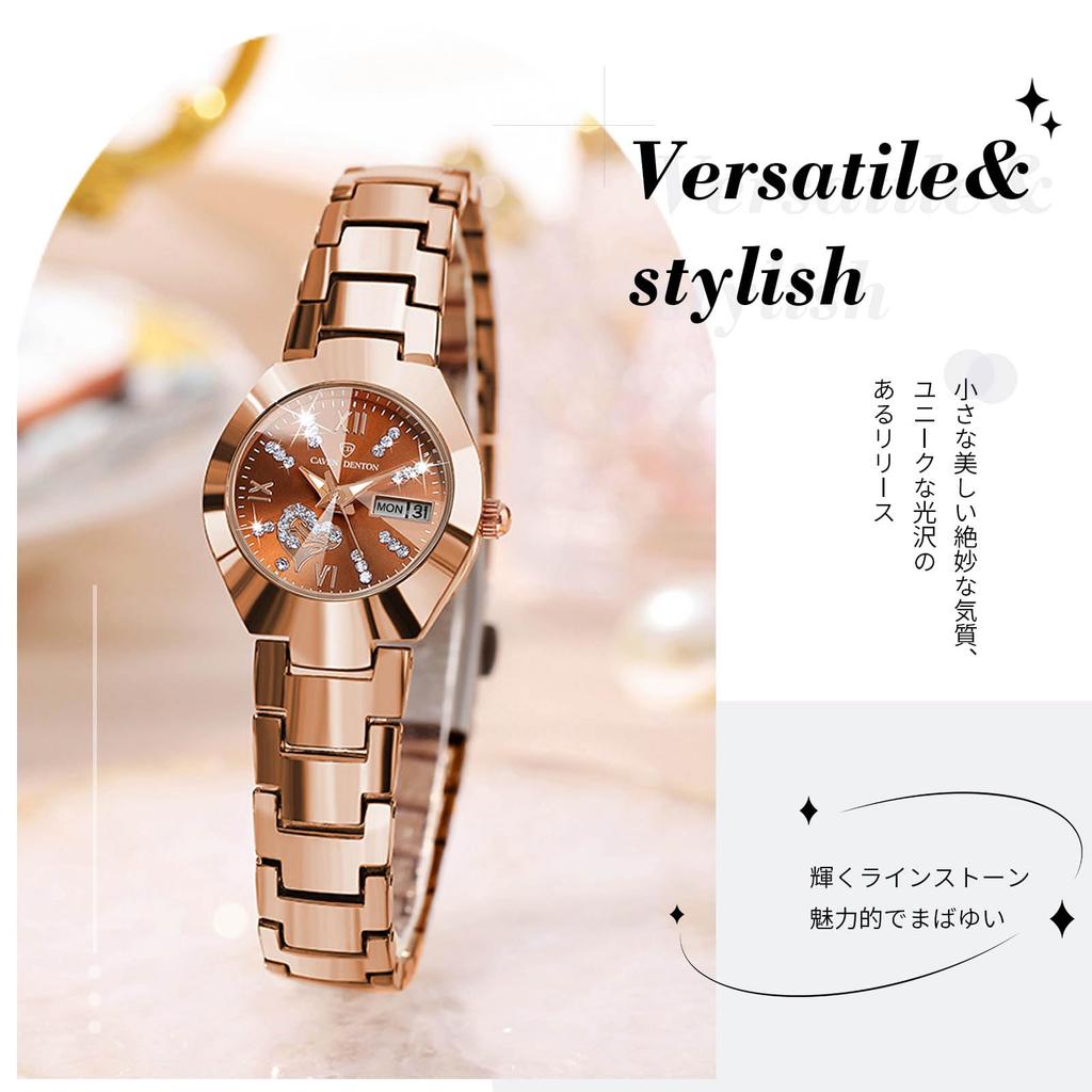 RORIOS Women's Sparkling Quartz Watch with Date and Day Display, Water Resistant, Diamond and Roman Numerals, Simple and Stylish, Perfect for