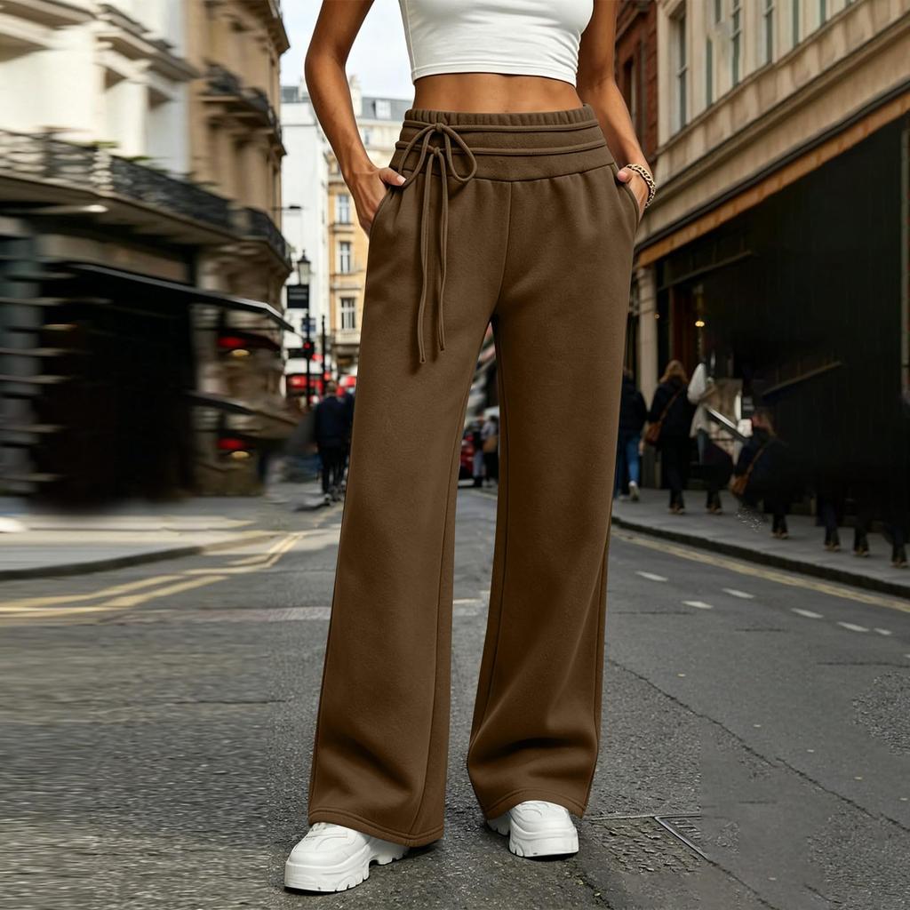 Women's Color Loose Fit Drawstring Sweatpants with Pockets for Casual Wear