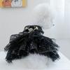 Black PU Dog Clothes Winter Luxury Leather Costume Clothing Warm Coat For Small Dogs Chiwawa Sequins Tulle Skirt Coats Jacket XS