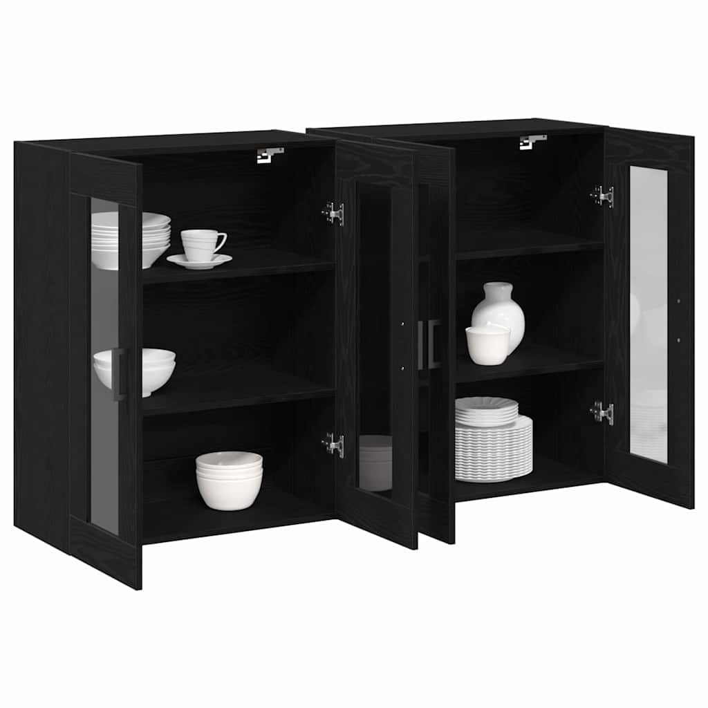 Wall Cabinets 2 pcs Black Oak Effect 69.5 x 34 x 90 cm