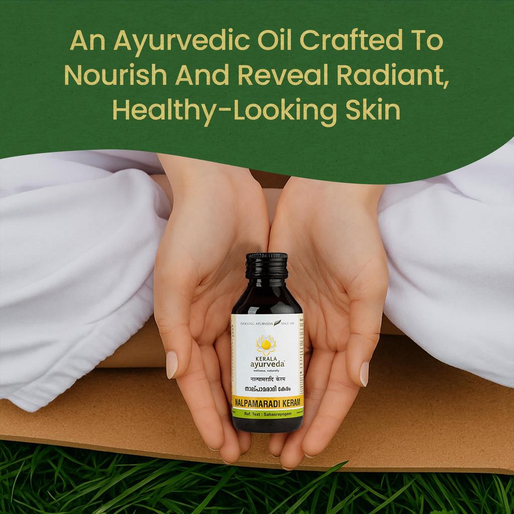 Kerala Ayurveda Nalpamaradi Keram | Ayurvedic Tan Removal & Pigmentation Oil for Face & Body | Turmeric Oil for Glowing Skin & Radiance | 200 Ml