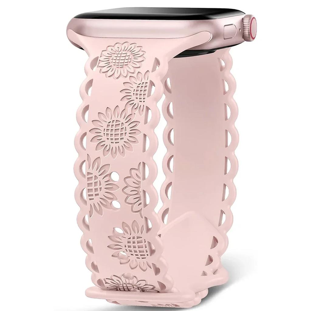 Y2k Trendiges Rosen-Relief-Silikonarmband für Apple Watch 10 9 8 7 6 5 4 3 2 Armband 44mm 45mm 46mm 49mm 42mm 40mm Uhrenarmband