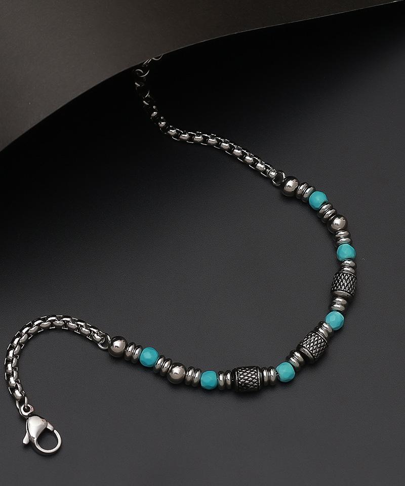 Blancier Ocean Line Bm257B1215 Turquoise Natural Gemstone Chain Men'S Bracelet