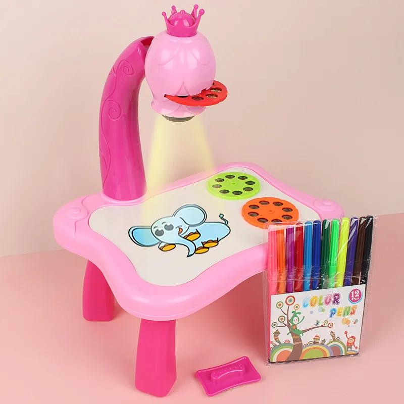 

Kids Painting Board Toys Children LED Projector Art Painting Table Desk Arts Toy Educational Learning Paint Toy Birthday Gift