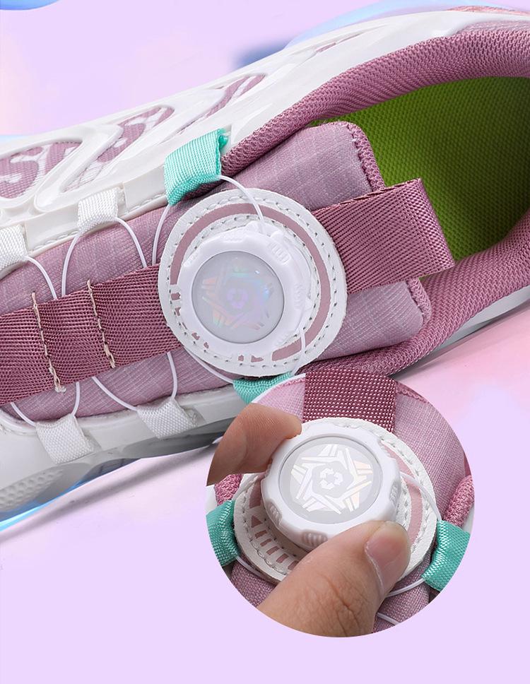 Children's Four-Wheel Luminous Roller Shoes with Rotating Buckle and Flashing Wheels