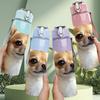 1PC Chihuahua Puppy Dog Realistic Print 750ml Color Plastic Sports Water Bottle Leakproof Flip Straw Lid Suitable for Sports Office Home Use