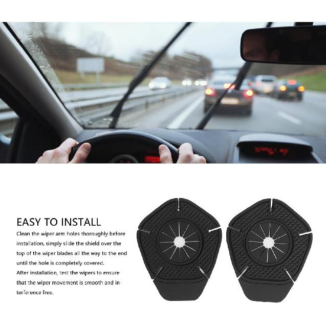 Universal 2 Piece Silicone Car Wiper Hole Protector Covers - Windshield Wiper Arm Under Guard - Fit for All Cars
