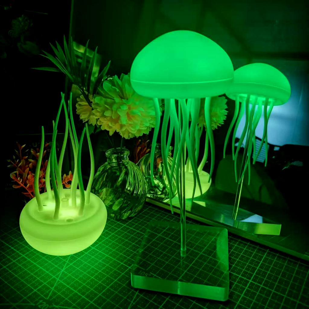 LED Gradient Jelly Fish Light with Base Cute Jellyfish Desk Lamp RGB Jellyfish Dancing Leg Light for Bedrooms Living Room