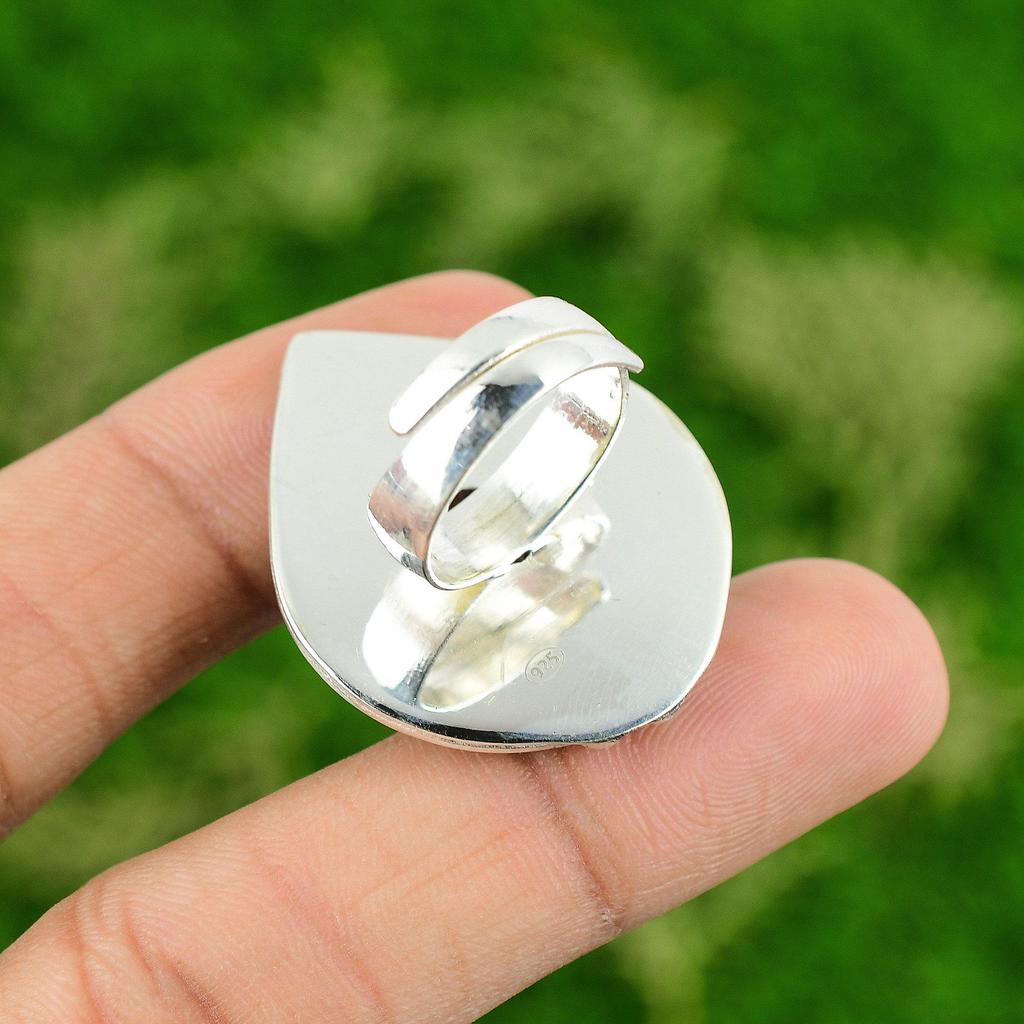 Anniversary Gift For Her Natural Sunstone Promise Adjustable Ring 925 Silver
