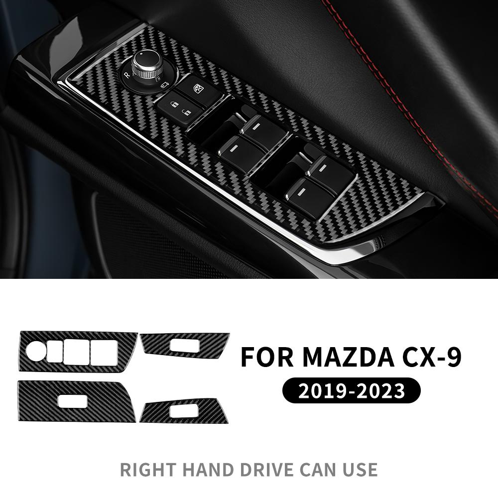 Real Carbon Fiber Sticker For Mazda CX-9 2019 2020 2025 2025 2025 RHD LHD Car Window Lift Decor Panel Interior Accessories