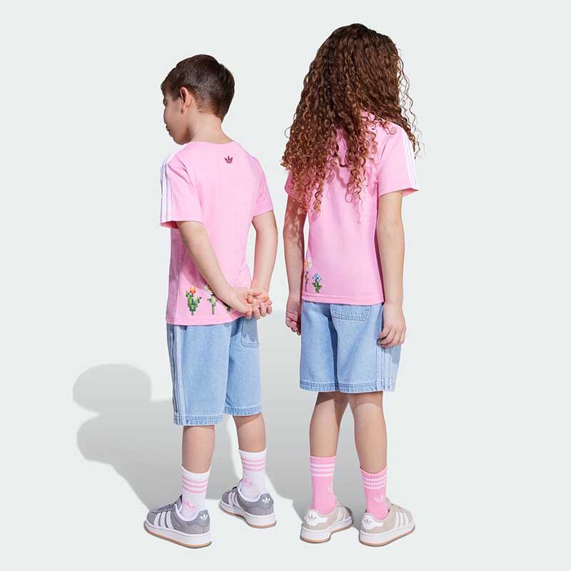 adidas Girls' Minecraft Trefoil Sports Short Sleeve Set