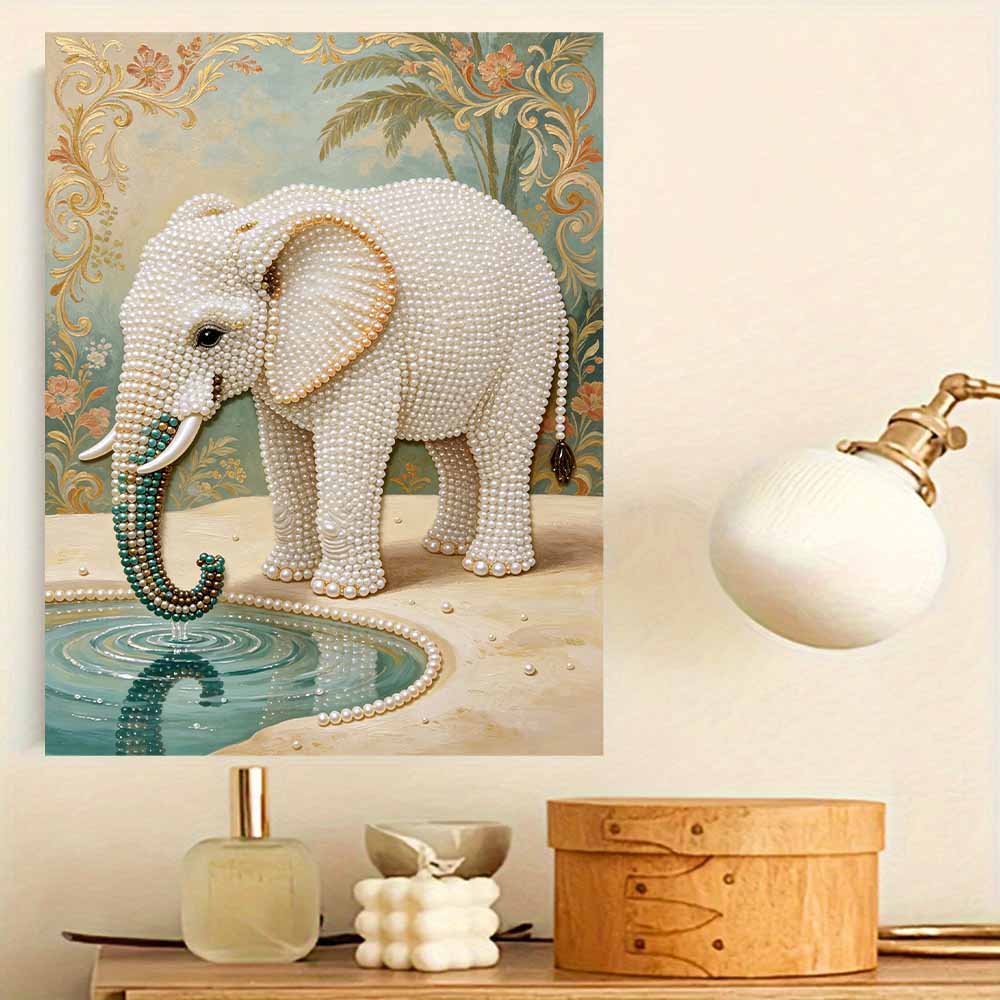 Pearl DIY Art Painting Elegant Elephant Handcrafted Picture Indoor Wall Ornament Relaxing Leisure Hobby Exquisite Home Decor Gift