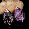 Arbre de Vie 7 Chakras Pierre Naturelle Collier Cristal Énergie Guérison Pendentif Fait Main Collier pour Femmes Hommes Bijoux Yoga
