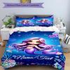 3PC Custom Name Mermaid Fantasy Underwater World Bedding Set Duvet Cover Closure Includes 1 Duvet Cover & 2 Pillowcases for Bedroom