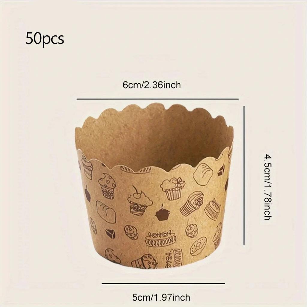 50pcs - Cake Cups, Heat Resistant, Easy Release Cake Liners - Oil Proof Paper Holder for Baked Cakes, Kitchen Accessories