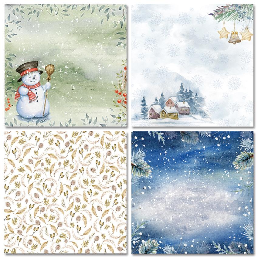 24 Sheets Christmas Snowman Deer Craft Paper Pads Cutting Dies Art Background Origami Scrapbooking Card Making
