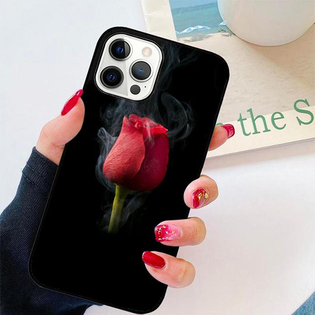 Autumu Burning Love Rose Phone Case Cover for iPhone 17 Air 16 16e 15 12 11 13 14 Pro Max Apple Plus Coque